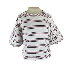 Code X Mode Striped Crop Balloon Sleeve Top Small